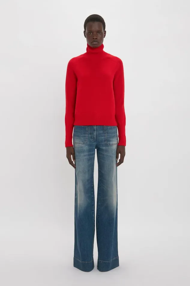 Knitwear Women Victoria Beckham Polo Neck Jumper In Red