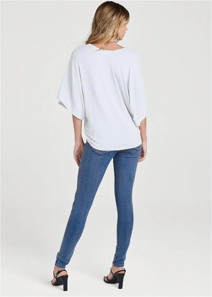 KNOT TWIST VNECK TEE White Women VENUS Casual Tops