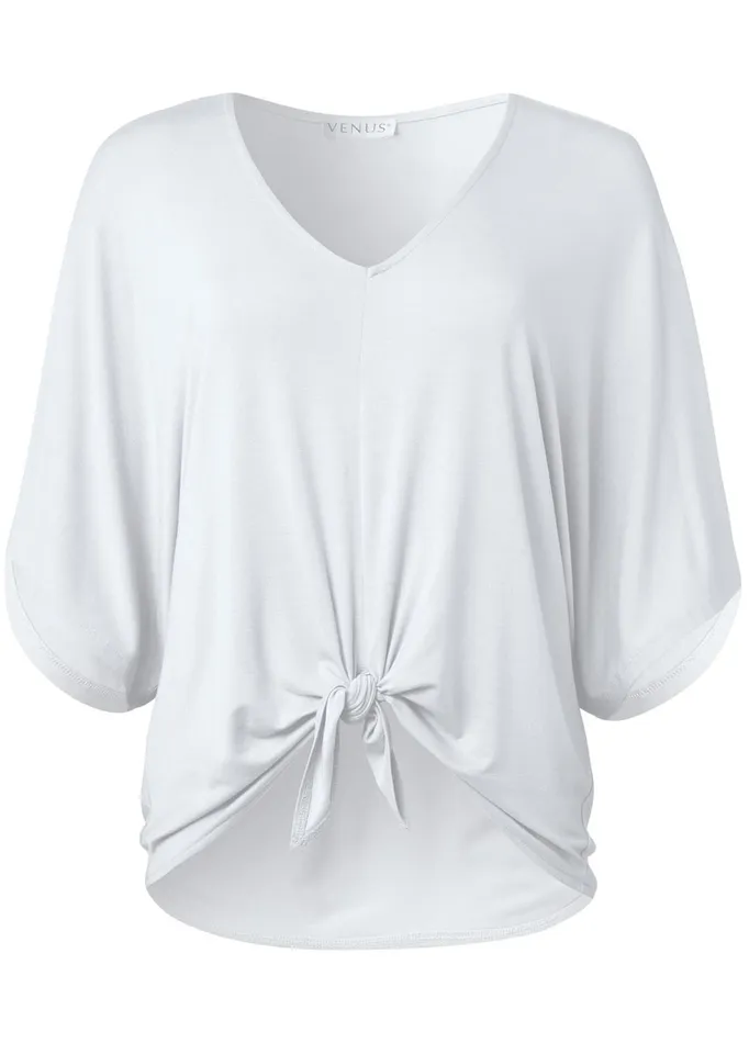 KNOT TWIST VNECK TEE White Women VENUS Casual Tops