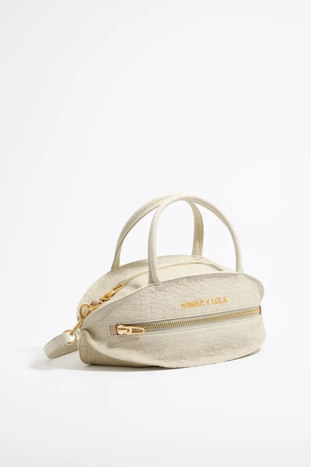 Large Bone Leather Pelota Handbag Bone Women Bimba Y Lola Shoulder Bags