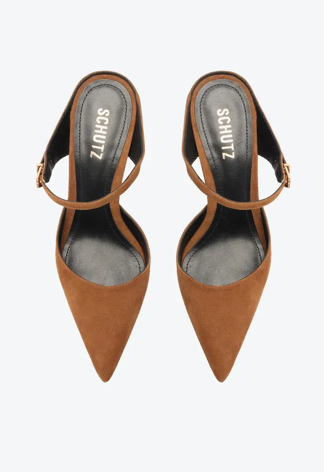 Laura Mule Suede Pump Caramel Women Schutz Shoes Laura Mule Suede Pump Caramel Women Schutz Shoes