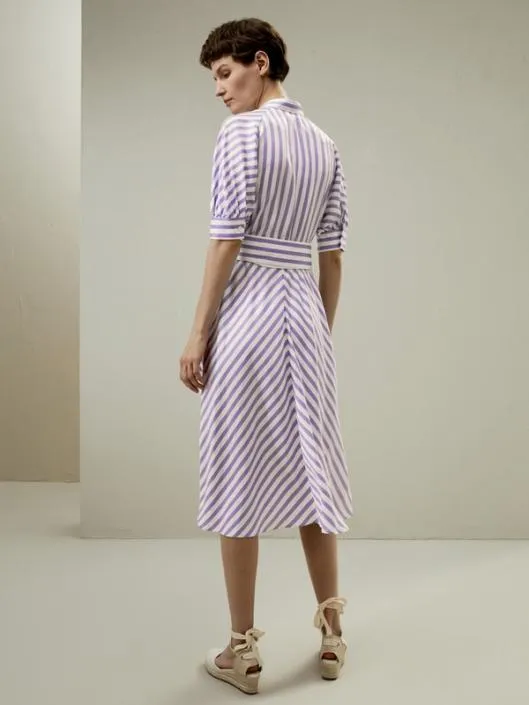 Lavender Striped Silk Shirtdress For Practical And Versatile Style Women Jumpsuits Lilysilk Dresses