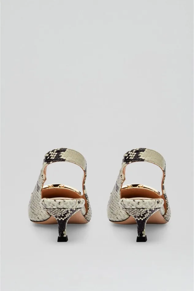 Leather Women Scanlan Theodore GOLD TRIM SLINGBACK 45 Stone Leather Women Scanlan Theodore GOLD TRIM SLINGBACK 45 Stone