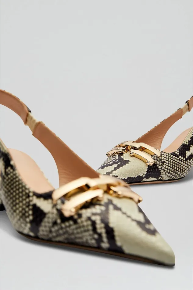 Leather Women Scanlan Theodore GOLD TRIM SLINGBACK 45 Stone Leather Women Scanlan Theodore GOLD TRIM SLINGBACK 45 Stone