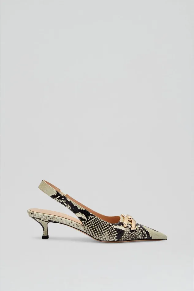 Leather Women Scanlan Theodore GOLD TRIM SLINGBACK 45 Stone Leather Women Scanlan Theodore GOLD TRIM SLINGBACK 45 Stone