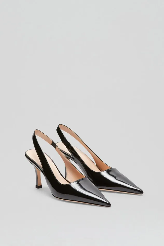 Leather Women Scanlan Theodore POLISHED SLINGBACK 75 Black