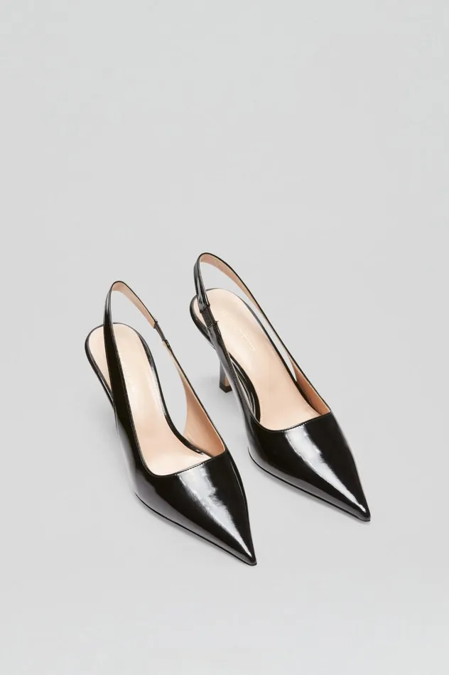Leather Women Scanlan Theodore POLISHED SLINGBACK 75 Black