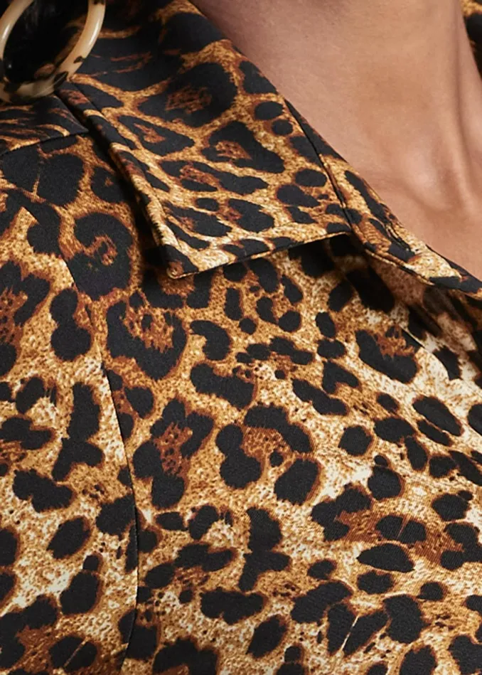 LEOPARD PRINT TWIST FRONT DRESS Brown Multi Women VENUS Bodycon Dresses