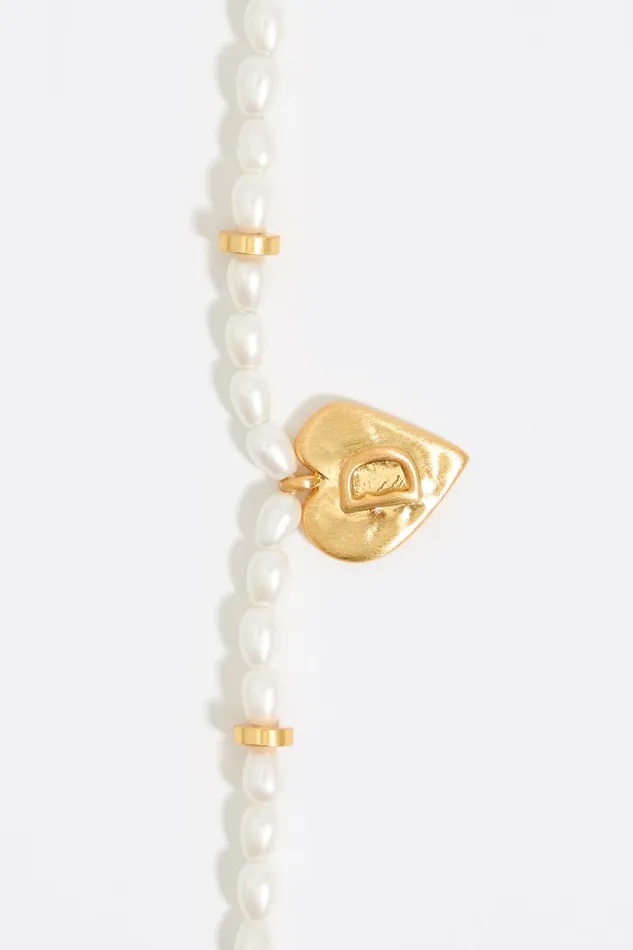 Letter D Heart And Pearl Necklace Gold Women Bimba Y Lola Jewelry Letter D Heart And Pearl Necklace Gold Women Bimba Y Lola Jewelry