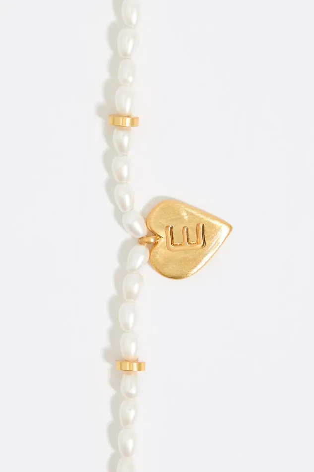 Letter E Heart And Pearl Necklace Gold Women Bimba Y Lola Alphabet Letter E Heart And Pearl Necklace Gold Women Bimba Y Lola Alphabet