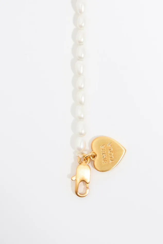 Letter E Heart And Pearl Necklace Gold Women Bimba Y Lola Alphabet Letter E Heart And Pearl Necklace Gold Women Bimba Y Lola Alphabet