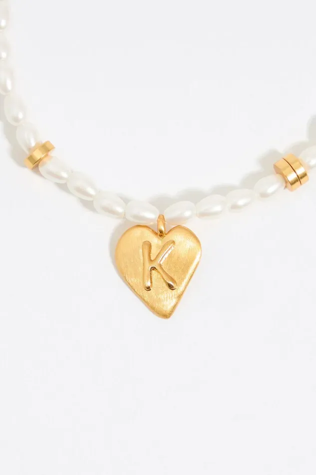 Letter K Heart And Pearl Bracelet Gold Women Bimba Y Lola Alphabet Letter K Heart And Pearl Bracelet Gold Women Bimba Y Lola Alphabet