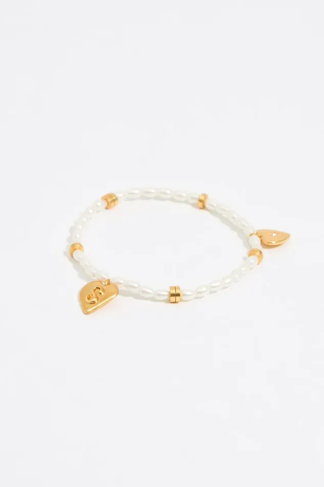 Letter S Heart And Pearl Bracelet Gold Women Bimba Y Lola Alphabet