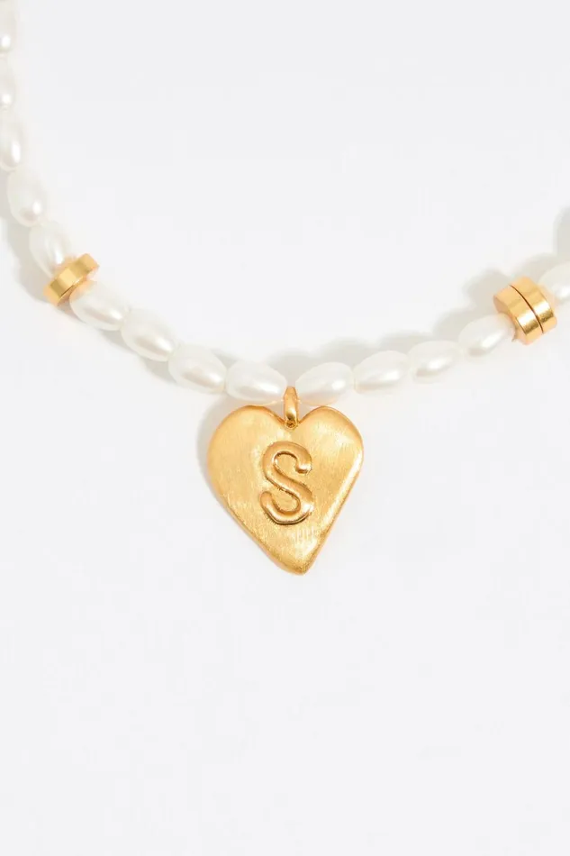 Letter S Heart And Pearl Bracelet Gold Women Bimba Y Lola Alphabet Letter S Heart And Pearl Bracelet Gold Women Bimba Y Lola Alphabet