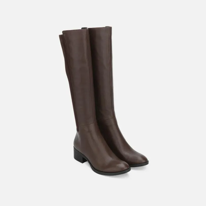 Levon Leather and Rib Knit Knee High Boot Chocolate Women Kenneth Cole Boots Booties