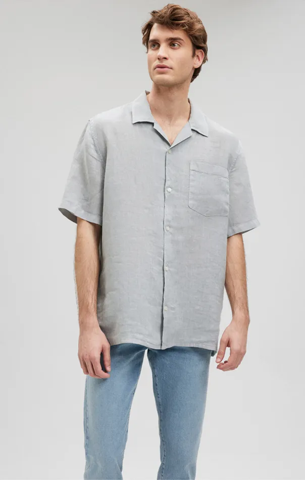 Linen Short Sleeve Shirt In Harbor Mist Men Mavi Jeans Shirts
