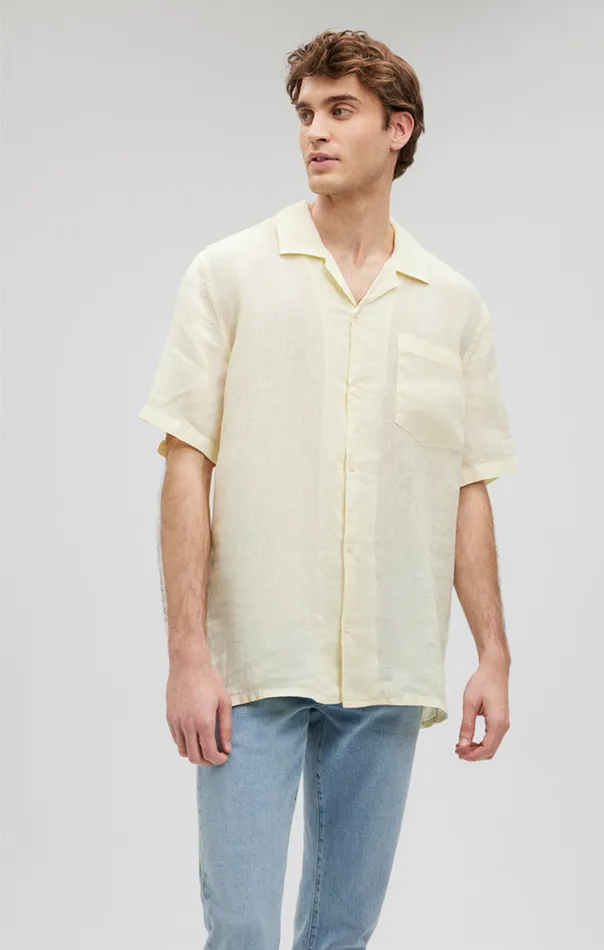 Linen Short Sleeve Shirt In Transparent Yellow Men Mavi Jeans Shirts Linen Short Sleeve Shirt In Transparent Yellow Men Mavi Jeans Shirts