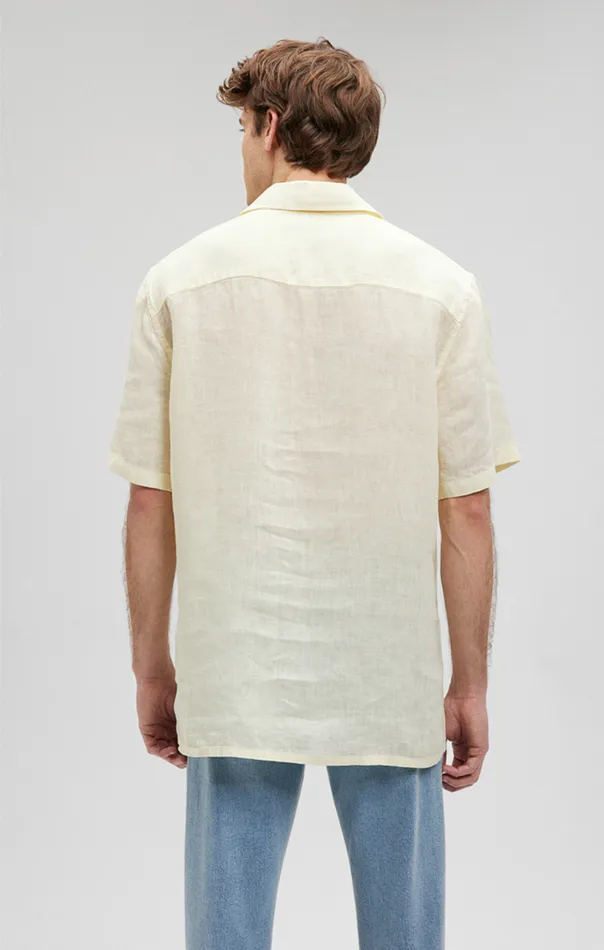 Linen Short Sleeve Shirt In Transparent Yellow Men Mavi Jeans Shirts Linen Short Sleeve Shirt In Transparent Yellow Men Mavi Jeans Shirts