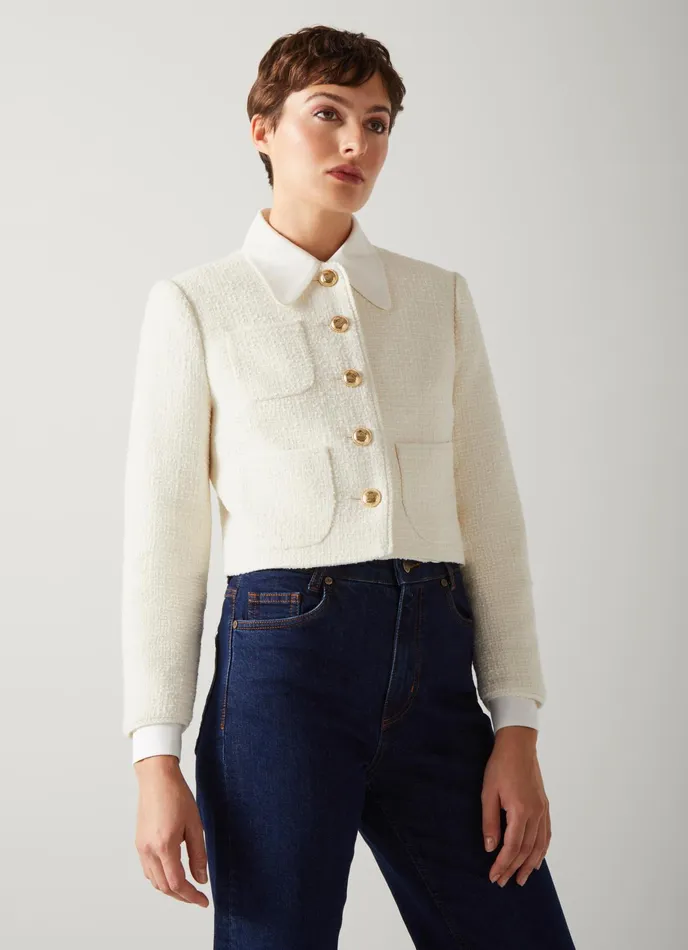 LK Bennett Alexa Cream Recycled CottonBlend Italian Tweed Jacket Women Coats and Jackets LK Bennett Alexa Cream Recycled CottonBlend Italian Tweed Jacket Women Coats and Jackets