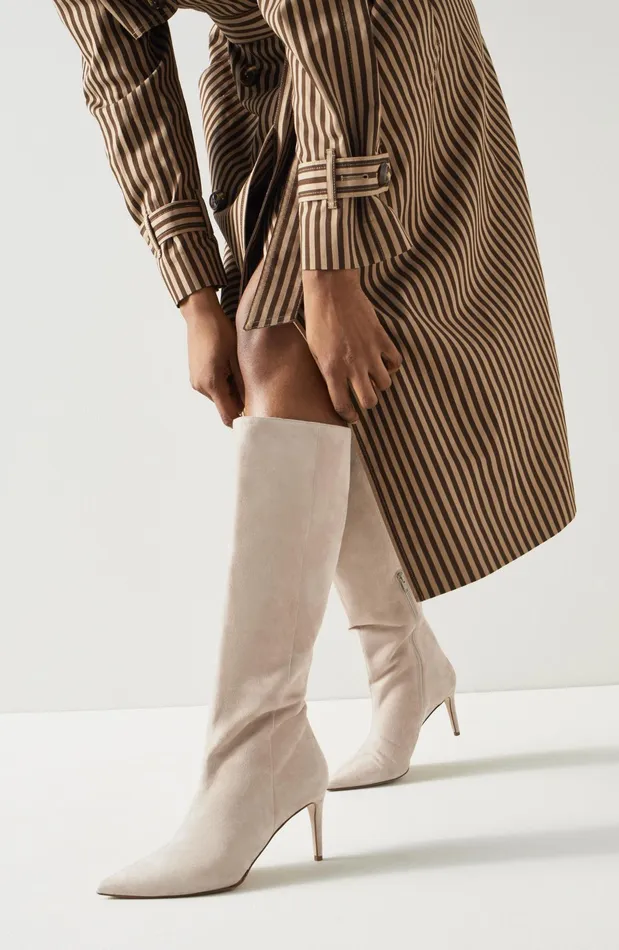 LK Bennett Astrid Grey Suede Slouchy KneeHigh Boots Women Boots