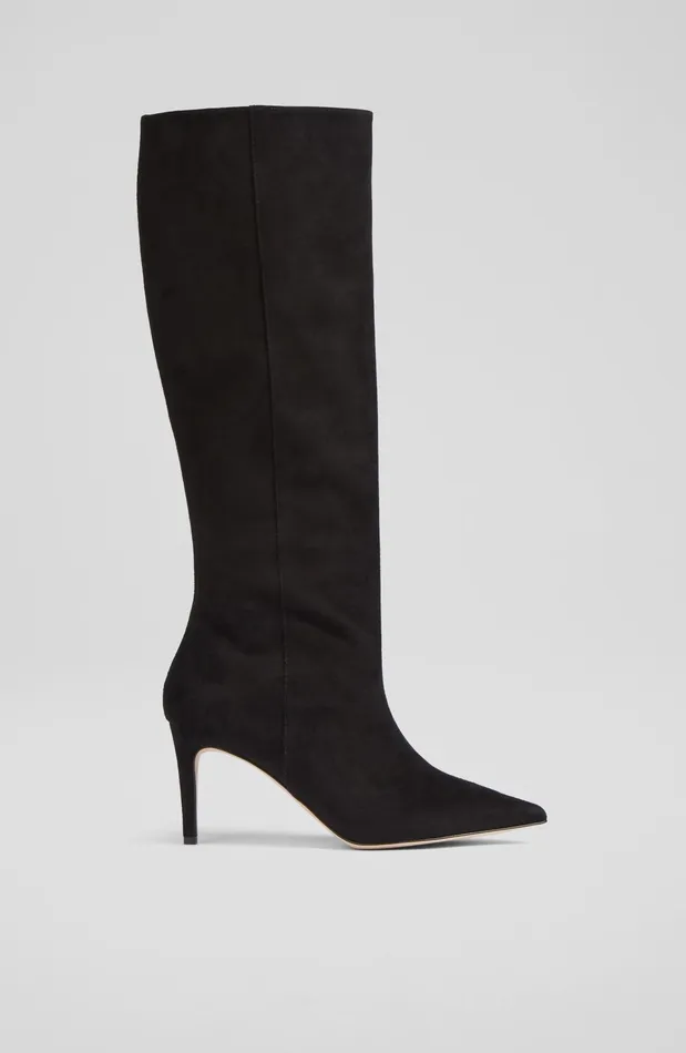 LK Bennett Astrid Grey Suede Slouchy KneeHigh Boots Women Boots