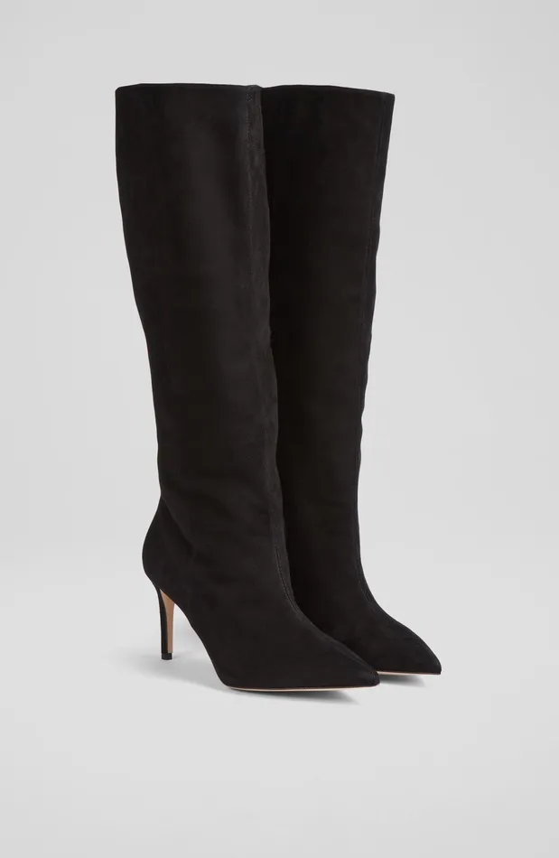 LK Bennett Astrid Grey Suede Slouchy KneeHigh Boots Women Boots