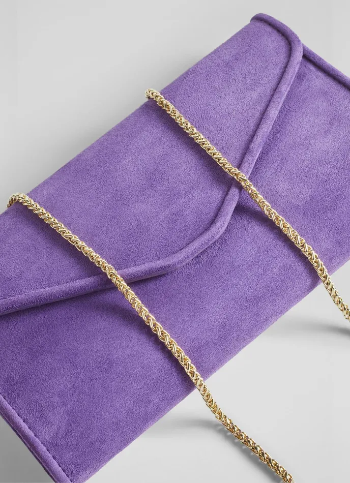 LK Bennett Dominica Plum Suede Clutch Bag Women Clutch Bags