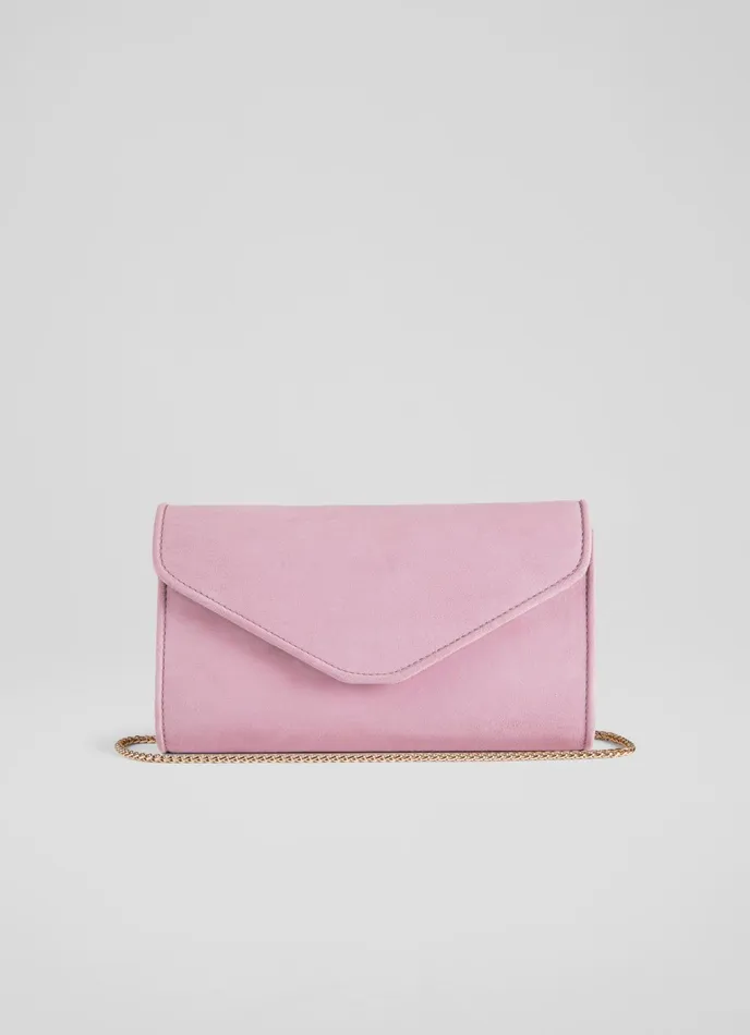 LK Bennett Dominica Plum Suede Clutch Bag Women Clutch Bags