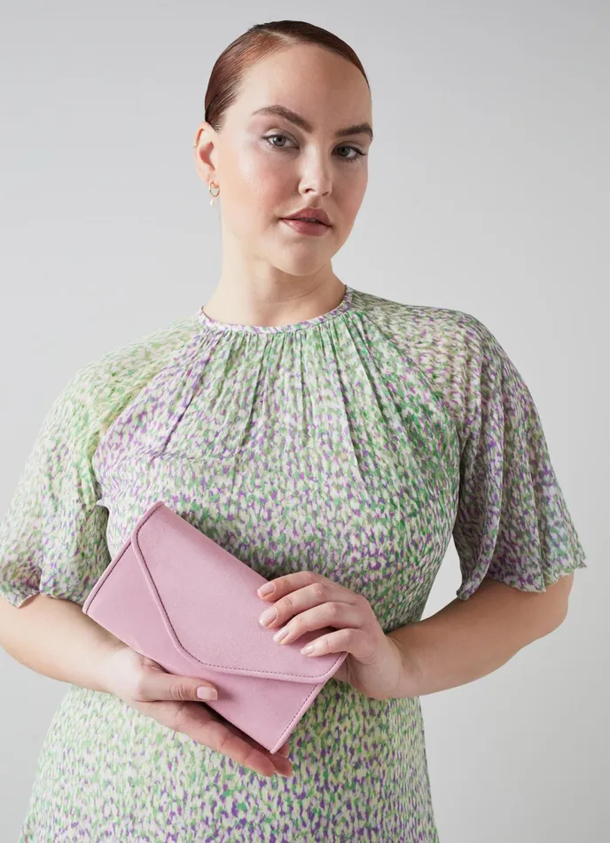 LK Bennett Dominica Plum Suede Clutch Bag Women Clutch Bags