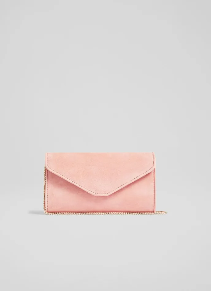 LK Bennett Dominica Plum Suede Clutch Bag Women Clutch Bags