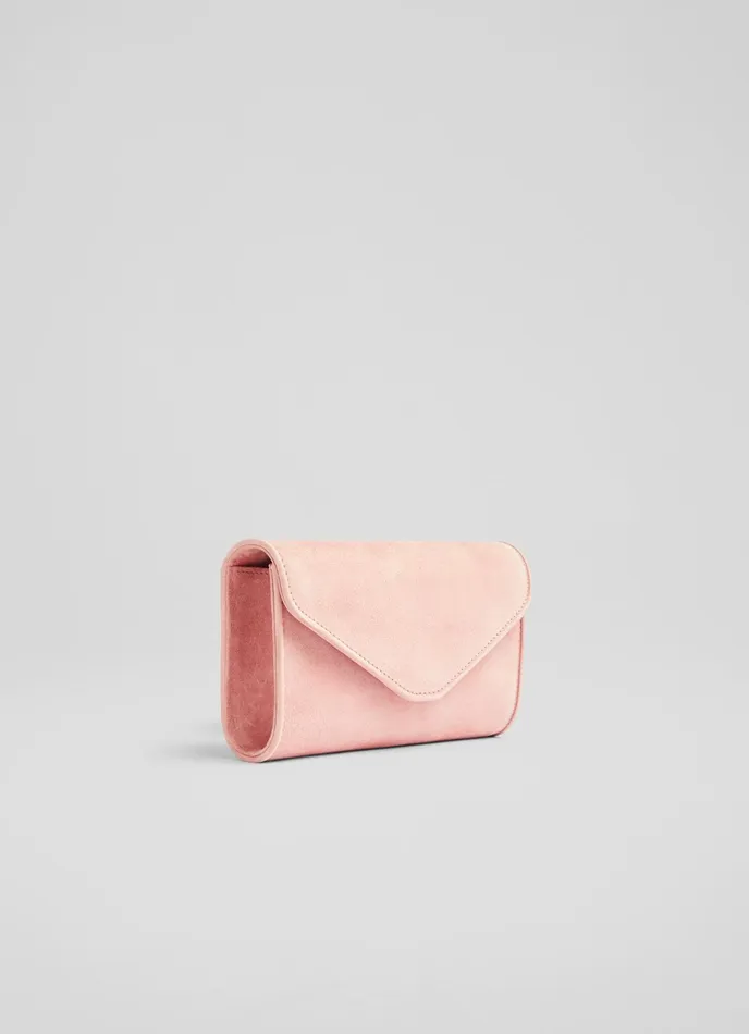 LK Bennett Dominica Plum Suede Clutch Bag Women Clutch Bags