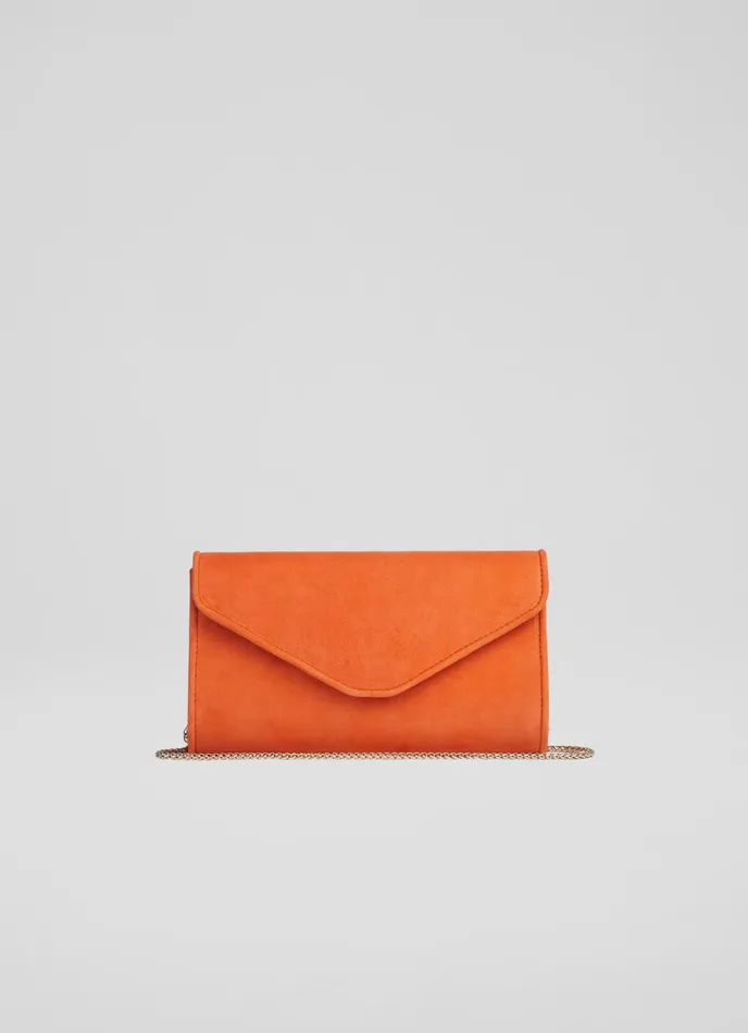 LK Bennett Dominica Plum Suede Clutch Bag Women Clutch Bags