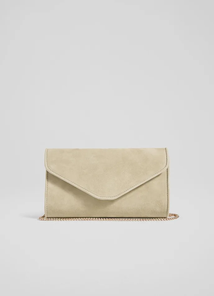 LK Bennett Dominica Plum Suede Clutch Bag Women Clutch Bags
