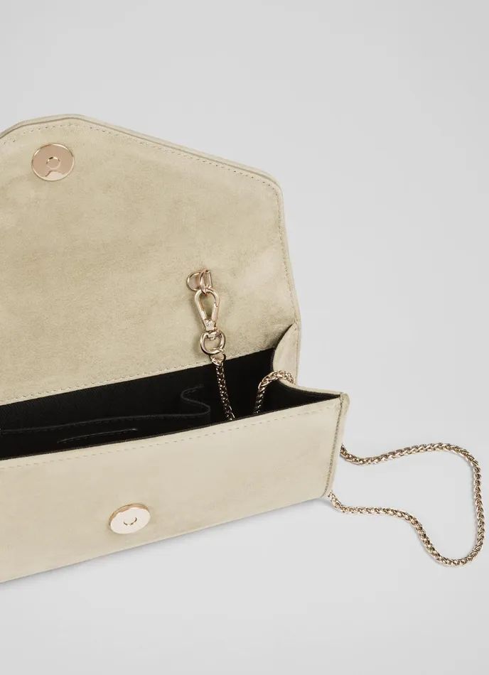 LK Bennett Dominica Plum Suede Clutch Bag Women Clutch Bags