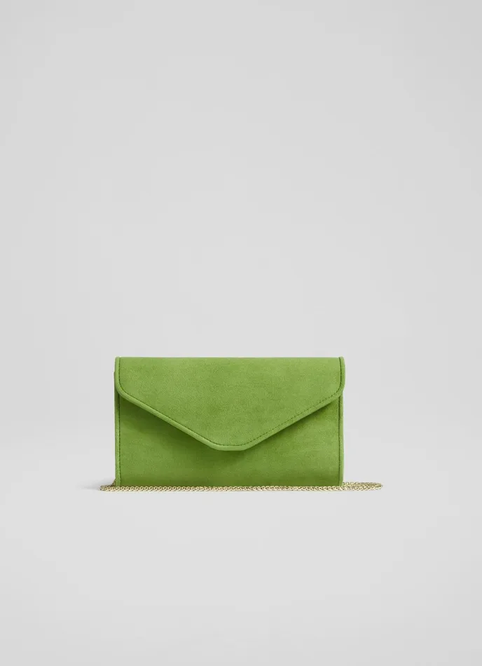 LK Bennett Dominica Plum Suede Clutch Bag Women Clutch Bags