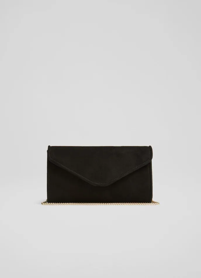 LK Bennett Dominica Plum Suede Clutch Bag Women Clutch Bags