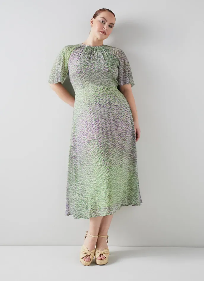 LK Bennett Elowen Yellow And Pink Giant Poppy Print Midi Dress Women Dresses