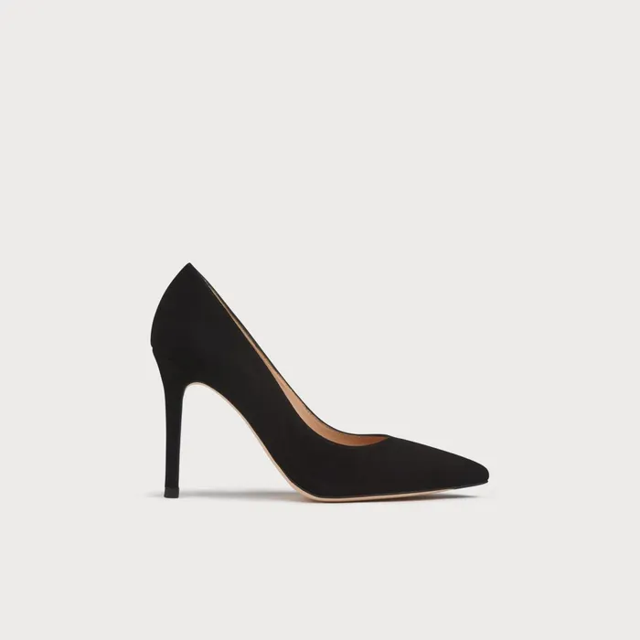 LK Bennett Fern Black Suede Pointed Toe Courts Women Court Shoes