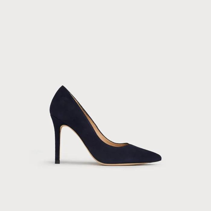 LK Bennett Fern Black Suede Pointed Toe Courts Women Court Shoes