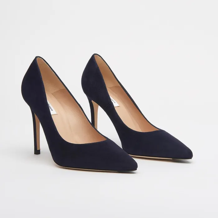 LK Bennett Fern Black Suede Pointed Toe Courts Women Court Shoes