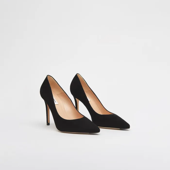 LK Bennett Fern Black Suede Pointed Toe Courts Women Court Shoes