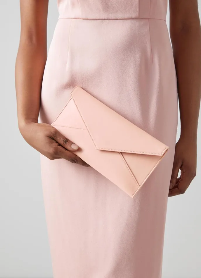 LK Bennett Kendall Rose Pink Leather Clutch Bag Women Clutch Bags