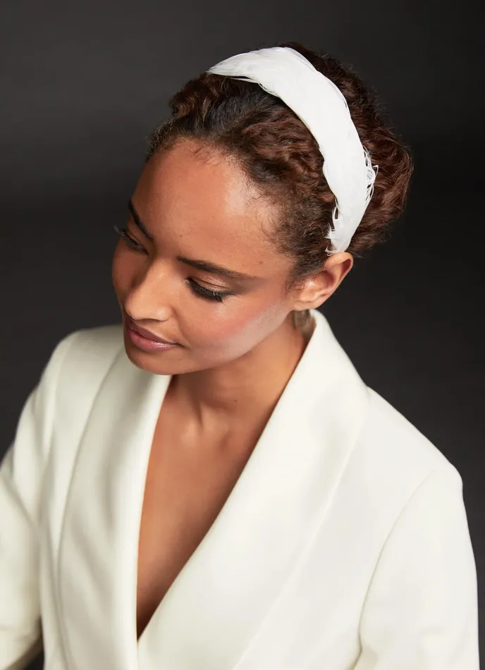 LK Bennett Kiara Ivory Feather Headband Women Hair Accessories