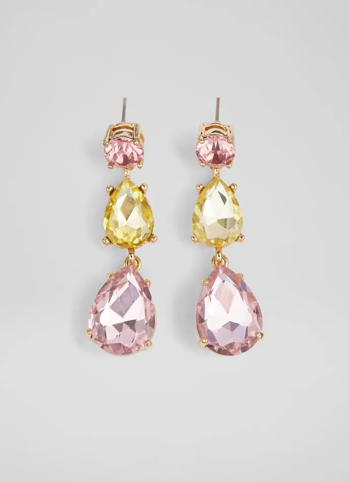LK Bennett Lily Pink And Green Crystal Drop Earrings Women Jewellery LK Bennett Lily Pink And Green Crystal Drop Earrings Women Jewellery