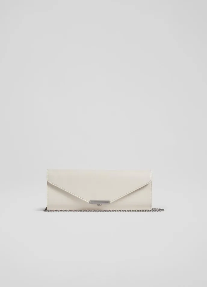 LK Bennett Lucille Cream Leather Clutch Bag Women Clutch Bags