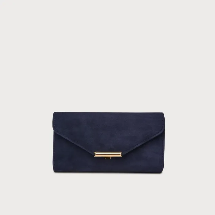 LK Bennett Lucy Soft Gold Suede Clutch Women Clutch Bags