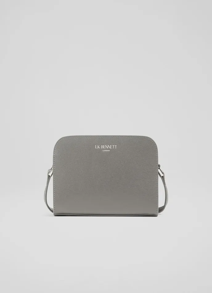 LK Bennett Marie Dark Grey Recycled Saffiano Leather Crossbody Bag Women CrossBody Bags