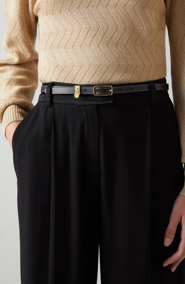 LK Bennett Molly Fawn Leather Skinny Belt Women Belts LK Bennett Molly Fawn Leather Skinny Belt Women Belts