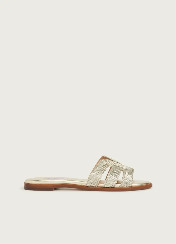 LK Bennett Riley Gold Rope Flat Mules Women Flats