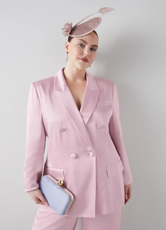 LK Bennett Rose Pink Italian Satin Jacket Women Coats and Jackets